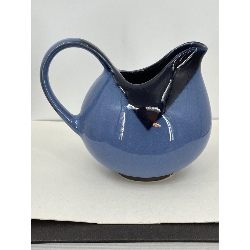 Sango Nova Blue 4934 Creamer Pitcher Blue Two Tone Glazed Stoneware Ceramic